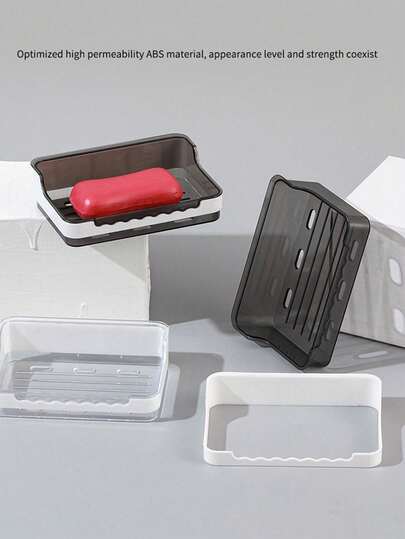 1pc Soap Box Wall Mounted Drain, High-End New Household Bathroom Soap Storage Rack, Light Luxury Style Soap Box Suitable For Kitchen Wall Mounted Storage Of Small Items Drain, Bathroom Storage Rack Box