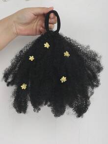 儿童马尾假发片 8 英寸卷曲马尾假发片 En Gros 儿童合成马尾假发片 带弹力带 1 片 - 黑色 - 查看 13