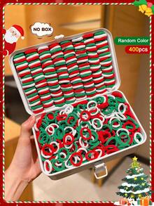 200/300/400pcs Women's Christmas Basic Hair Scrunchies, Simple & Fashionable Design, Suitable For Christmas & New Year Hair Styling