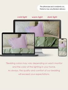 1 件浪漫法式荷叶边绗缝信封式枕套（不含枕芯），精致浪漫装饰枕套，适用于卧室/宿舍/沙发/躺椅，送给爱人的礼物，通过 Oeko-Tex 认证 - 紫色 - 查看 4