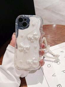 Minimalist Bow Cute Phone Case,Creative Ladies Design, Soft Protective Cover,Without Pendant Attachments - 白色 - 查看 5