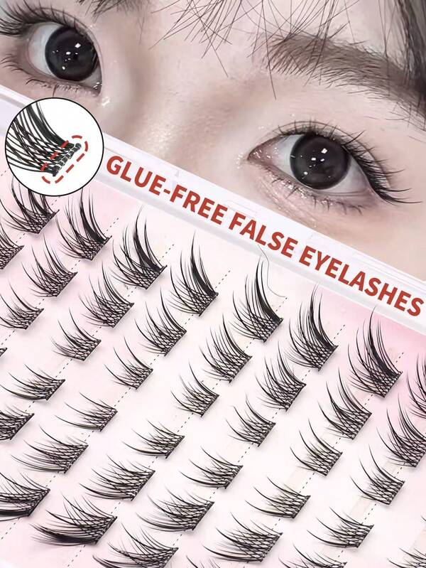 10 filas 60 racimos de extensiones de pestañas de visón C Curl Suda Ge sin pegamento (8-15 mm), de apariencia natural, suaves y amigables con la piel. Pestañas afiladas, una por una. Pestañas naturales, pestañas postizas sin pegamento.