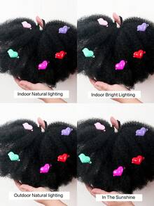 1pc Kids Braided Ponytail For Girl Big Go Afro Kinky Marley Ponytail With Elastic Bow Clip Soft Hair