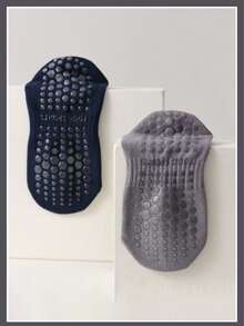 calcetines deportivos de rayas para mujer, calcetines de media caña de primavera/verano con silicona antideslizante para fitness y deportes en interiores, otoño - Multicolor - Ver 5