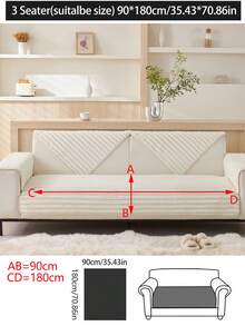 1pc Thick Plush Sofa Seat Cushion Covers, Non-Slip Dust Proof Sofa Slipcovers, Machine Washable, Pets Friendly, Suitable For Bedroom, Office, Living Room Couch, L-Shape, 1-4 Seater - White - View 16