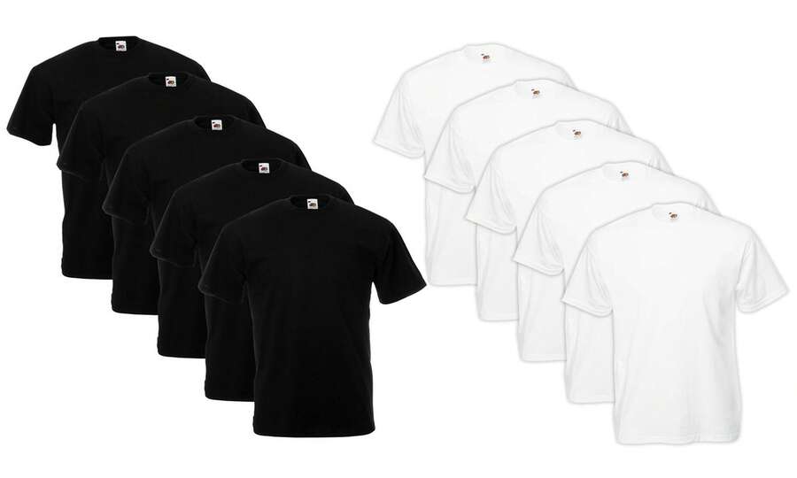 THEGEWA PACK OF 10 T-SHIRTS, ASSORTED COLORS: BLACK, WHITE, AND MORE COLORS, LIGHT AND COOL. Plain, Regular, Asymmetrical, Spring Festival, MULTICOLOR - White - View 1