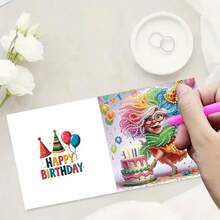 6pcs DIY Diamond Painting Birthday Greeting Card Set, Cute & Happy Grandma Theme Postcards, Unique Handmade Design, New Year Card, Birthday Wishes, Holiday & Event Party Greeting Cards, (Includes 6 Envelopes), Ideal For Expressing Warm Blessings To Elders, Family, And Friends, Diamond Painting Card Postcards To Express Heartfelt Sentiments, Best Gift To Show Your Feelings.