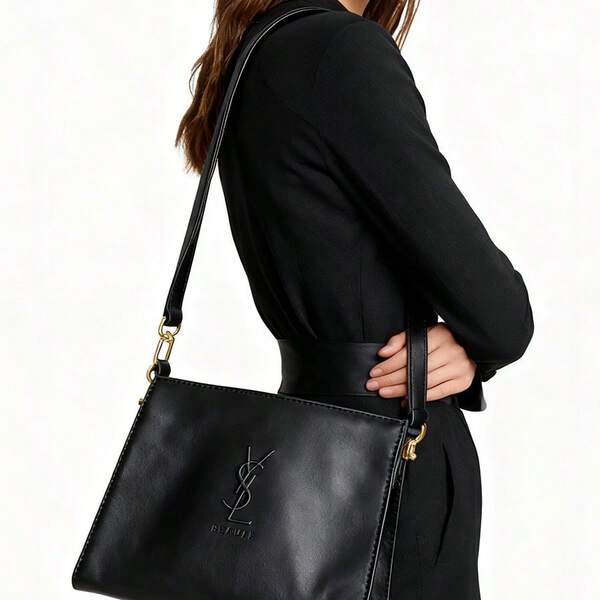 Yves Saint Laurent Beaute Black Leather Makeup Crossbody Bag, Handheld And Portable, Spacious For Cosmetics Storage, Ideal For Daily Touch-Ups And Travel Scenarios YSL-BLACK-RUAH