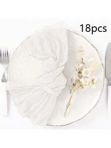 18pcs/Set Cheese Cloth Napkins 20*20 Inch, Crinkled Decor Napkins Suitable For Wedding, Reception, Bridal Shower, Party, Hotel, Picnic, Celebration (Smoke Blue)