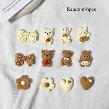 6/12pcs Cute Shoe Decorations Set, Includes Bear, Rabbit, Heart, Bow, Floral Patterns - Soft Color Tones (Beige, Brown, Pink, White) - For Shoes, Boots, Jewelry, Bags, Hats - DIY Shoe Decor - Birthday, Wedding, Valentine's Day, Easter Party Decor - ABS Material - Perfect Shoe Accessory & Gift Idea - Adorable Animal & Floral Designs To Inspire Creativity,Shoe,Spring Summer Picks,Brides Maid Gifts,Room,Bedroom Decor,Beach,Travel,For Men,For Women,Vacation,Women's Day,Travel Essentials,Wedding Favours,Y2k,Bedroom,Car Accessories Women,Kitchen Deccor - Multicolor - View 9