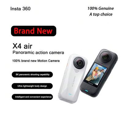 Insta360 [新款] X4 Air 8K 高清全景运动相机，Insta360 X4 Air 防抖防水手持口袋相机，适用于旅行 Vlog、摩托车骑行、滑雪等运动