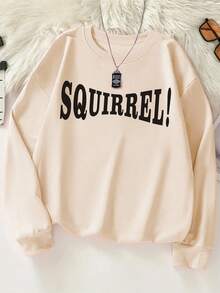 Graphic Print Sweatshirt, Crew Neck Casual Sweatshirt For Winter & Fall, Women's Clothinggifts For Mom-Free Shipping - 杏色 - 查看 2