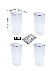 2/4 Piece Airtight Food Storage Containers, Plastic Spaghetti Containers With Lids, For Kitchen Pantry Organization And Storage, Include Labels And Pen - White - View 12