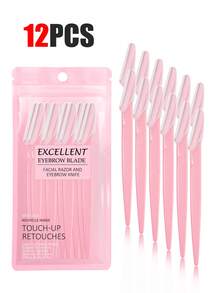 30pcs Exquisite Bagged Men's And Women's Facial Razors, Eyebrow Trimmers And Facial Hair Removers, Facial Hair Removal, Men's And Women's Facial Razors, Hair Trimming Tools, With Precision Sleeves, Hair Removers, Eyebrow Trimmers, Easy To Carry For Travel 1/3/6/12/24pcs (Pink)