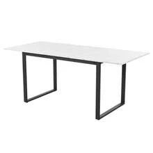 Telescopic Dining Table, 140/180x80x75cm, Metal Iron Legs And Square Tube Legs (Modern White MDF Top With Marble Pattern), Dual Use For Home And Office - White - View 9