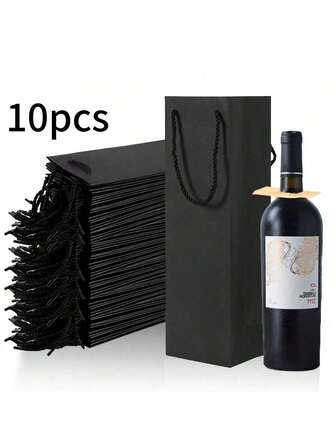 10/5pcs Wine Bottle Tote Bags, Wine Gift Bags, Wine Bottle Gift Bags, Paper Gift Bags With Handles, Thank You Bags, For Wedding Anniversary Birthday Christmas New Year Gift Party Supplies