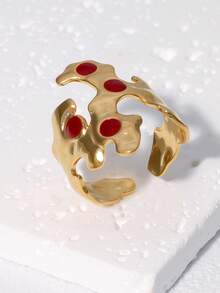 1pc Unique Design Vintage Asymmetrical Stainless Steel Open Ring, Suitable For Women's Daily And Party Wear - JR506 - View 3