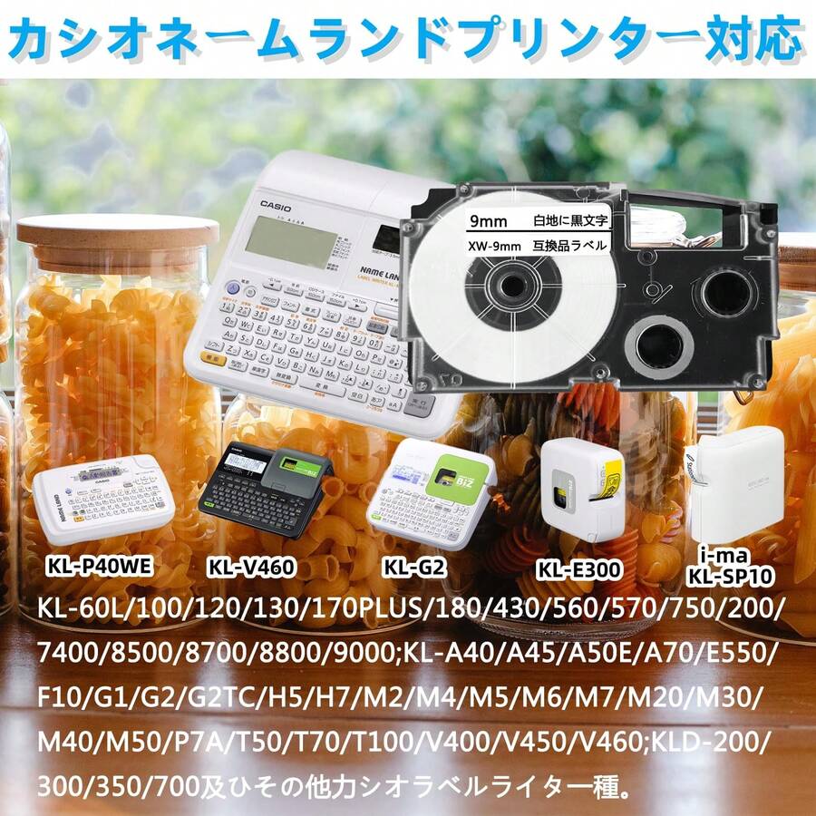 Textured Paper Tape - 3 White With Black Letters & 9/12/18mm - View 1