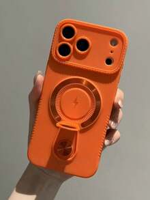 1个便携式磁性手机支架，运动风格，科技感十足，大视窗设计，兼容苹果17 Pro Max/17 Air/16 Pro/15/14/13/12/11，全方位防震智能手机保护壳 - 橘色 - 查看 4
