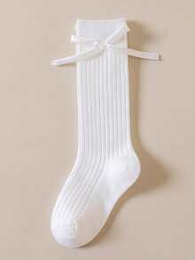 3 Pairs Of Girls' High Socks With Bow Elements, Elegant Retro Style, Suitable For Kindergarten Activities And Autumn Outings, Randomly Shipped - Multicolor - View 6