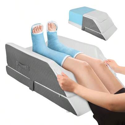 Leg Elevating Pillow With 3 Adjustable Heights - Cooling Memory Foam For Swollen Feet, After Surgery, Injuries | Bed Pillow For Ankle Knee Support