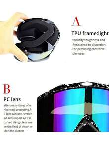 Over Glasses Snow/Snowboard Goggles Anti Fog 100% UV Protection Snowboarding, Motorcycle, ATV, Riding, Ski, Windproof Racing Glasses - C - 查看 4