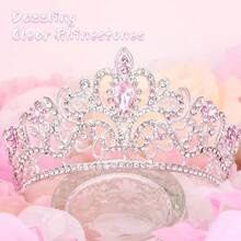 CIEHER Small Crown For FFgirls Cake Topper - Mini Princess Tiara Birthday Wedding Decoration - Silver And Pink{Inchcolor_nameinch:InchSilver&Pinkinch} - Silver & Pink - View 5