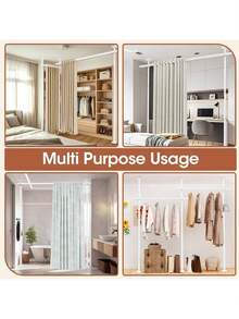 SUNALLY Room Divider For Room Separation, Tension Curtain Rods No Drilling, 4-10ft(H) 28-70inch(W) Adjustable Temporary Privacy Wall Divider, Heavy Duty Freestanding Space Partition Separator - 白色 - 查看 8