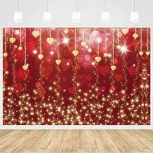 1pc Shiny Red Heart Background, Love Banner, Red Glitter Heart Photography Background, Polyester Material, Lightweight And Easy To Install, Hanging Decoration, For Home Outdoor Birthday, Proposal, Wedding, Valentine's Day Decoration Supplies, Party Shooting Props, Party Supplies, Holiday Decoration, Multiple Size Options - Multicolor - View 14