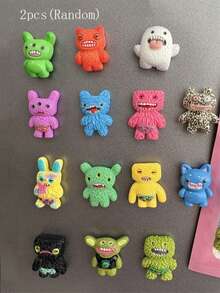 2/5/7/9 件装可爱怪兽冰箱贴，卡通趣味树脂生物冰箱贴纸，创意厨房橱柜装饰，送给男孩、儿童和青少年的酷炫礼物，室内装饰圣诞礼物 - 怪獸 - 查看 12