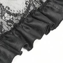 Devil fashion 1pc Gothic Style Ruffled Maxi Skirt, Ceremonial Dark Aesthetic Outfit, Autumn/Winter - Black - View 8