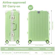 20-Inch Suitcase With Rotatable Wheels - Lightweight ABS Material, TSA Lock, Aluminum Alloy Telescopic Handle. Modern Travel Luggage, Durable And Fashionable Design, Suitable For Airports, Business Trips And Vacations, Airport, Fashionable Suitcase - 綠色 - 查看 3