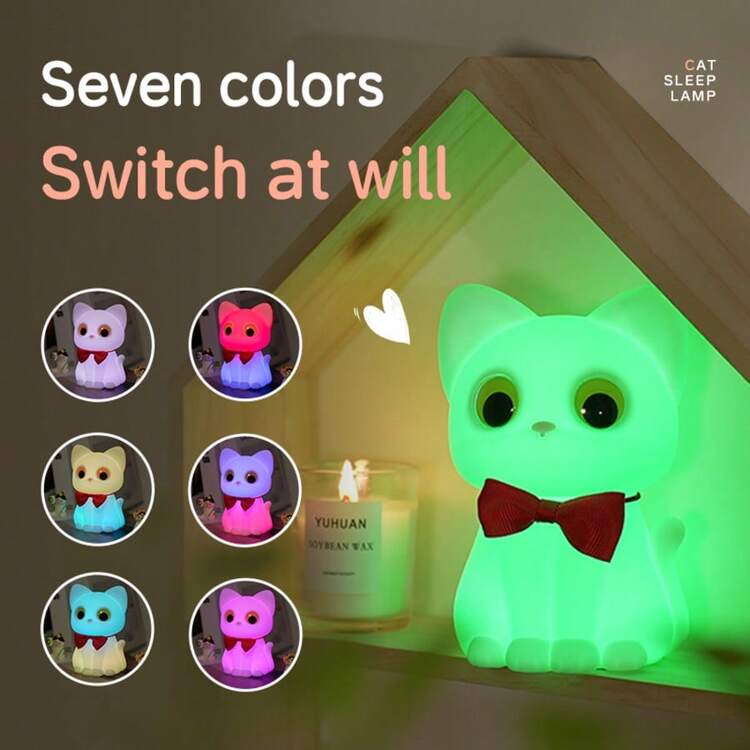 Cute Coffee Cup Night Light - 3 Brightness Levels Lamp With Touch Control 7 Colors, Silicone Lamp With 30 Min Timer, USB Rechargeable - Soft Lighting And Design, Suitable For Room, Creative Gift - Kitty Night Light - View 6