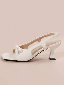 Giày sandal cao gót nơ thời trang dành cho nữ, sành điệu, thoải mái và đa năng, phù hợp với trang phục mùa xuân hè. - trắng - Xem 4