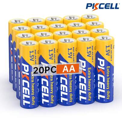 PKCELL 20 Counts 1.5V R6P AA Carbon Dry Batteries, Suitable For Remote Control, Alarm Clock, Doorbell, Gas Stove, Water Heater, Car Keys, Gamepad, Flashlight, High Performance, Durable Suitable For Daily Use Halloween Costume Party Christmas, Power Of The King- Long-Lasting Performance For Low-Energy Electronics,