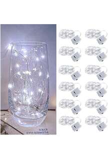 [1/3/5/12 Packs & 3 Modes] Fairy Lights Battery Powered 7FT 20LED Twinkle Lights Battery Mini Lights Small LED String Lights Waterproof Silver Wire For Indoor Mason Jar DIY Wedding Christmas Decor, (White)