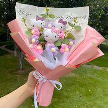 三丽鸥Hello Kitty卡通可爱仿真玫瑰花束，Hello Kitty卡哇伊玫瑰花束，Hello Kitty情人节礼物，母亲节花束，毕业永生花花束，适合送给女朋友，生日浪漫惊喜 - 彩色 - 查看 3