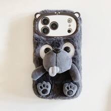 Funda de teléfono de peluche de chihuahua de dibujos animados, nueva temporada de invierno 2025, compatible con Apple 11 12 13 14 15 16 17 Air Pro Max, Galaxy S23 S24 S25 Plus Ultra, A14 A15 A16 A17 A05S A35 A26 A36 A56 A54 A55 A56 4G/5G, cubierta protectora suave de TPU a prueba de golpes - Gris - Ver 2