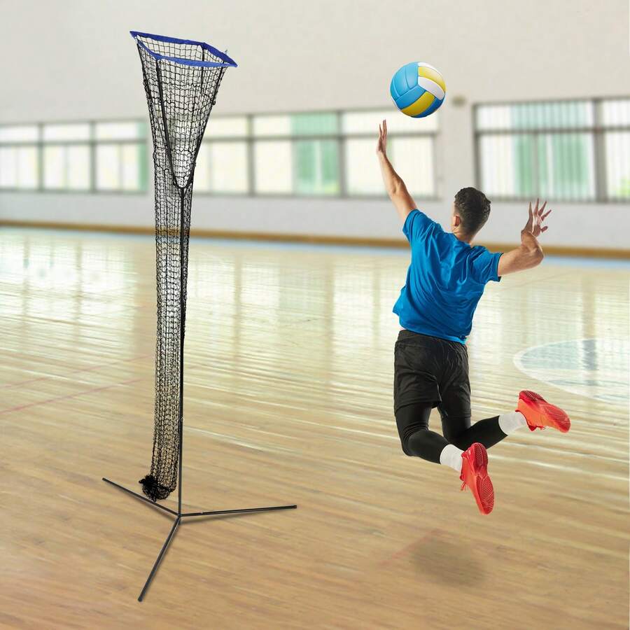 Shangmakel Blue Volleyball Training Net Frame Adjustable Height And Angle Volleyball Practice Net Volleyball Training Equipment Suitable For Indoor Outdoor Patios Gymnasiums Playgrounds Beaches Parks Family Backyards For Volleyball Practice - Blue - View 1