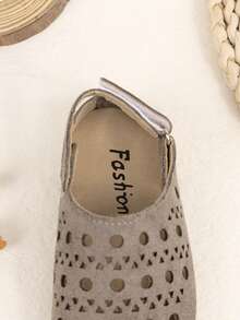 Girls' Lightweight Breathable Hollow-Out Flat Shoes, English Countryside Style, Spring/Summer - Khaki - View 6