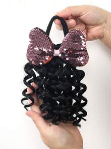 1pc New Ponytail Hair Extension, Curly Wavy Style, Private Label, Suitable For Black Girls - Natural Black - View 10