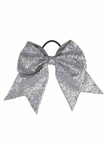 1件金色亮片蝴蝶结儿童发饰头带飘带，可爱啦啦队红色蝴蝶结头带，适合女孩派对或节日