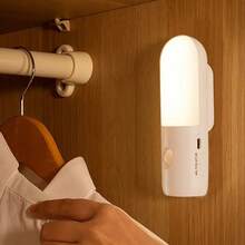 USB Rechargeable LED Motion Sensor Light, White, Wall-Mounted Flashlight, Portable Staircase Corridor Bedroom Bathroom Night Light - 彩色 - 查看 11