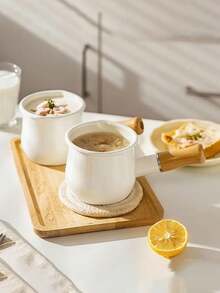 1pc 10cm Mini Butter Pan, Coffee Cup, Suitable For Cooking, Stewing Jam, Enamel Mini Double-Spout Single-Handle Milk Pot, Enamel Butter Pan, Single-Handle Pot, Japanese Style Herb Mask Pot, Thickened Small Milk Pot, Mini Enamel Baking, Heating Butter, Splatter Oil Pot, Stewing Jam, Coffee Brewing - Multicolor - View 2