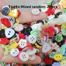 20/50/100pcs Colorful Plastic Cute Buttons, DIY Craft Decorative Buttons, Creative Scrapbooking Stickers, Assorted For Sweater, Cardigan, Shirt Sewing