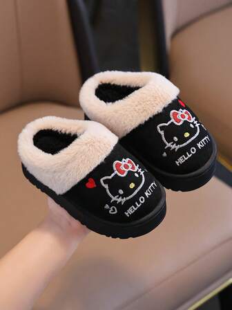 Sanrio Söta inomhustofflor för barn, trendiga tecknade mönster, bekväma och varma plyschtofflor för flickor, höst/vinter