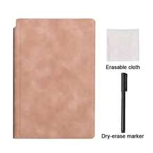 Portable & Fashionable A5 Reusable Whiteboard Notebook: Weekly Planner, Faux Leather Memo Pad, Free Whiteboard Marker And Eraser Cloth,School Supplies,Back To School,White Board - Multicolor - View 5