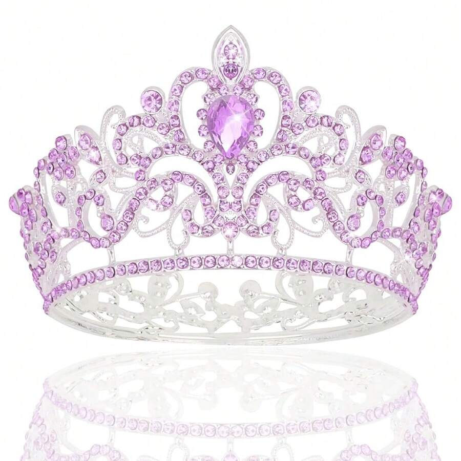 CIEHER Purple Small Crown For FFgirls Cake Topper Mini Crown FFgirls Princess Tiara Birthday Crown Purple Cake Toppers Flower Decorations{Inchcolor_nameinch:InchPurpleinch} - Purple - 查看 1