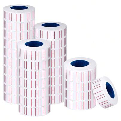20卷白线和红线自粘标签纸，彩色标签纸，超市编码纸，产品标签贴纸，单行价格标签纸，适用于家庭标签、超市价格标签、多用途标签纸、学校用品、返校季。