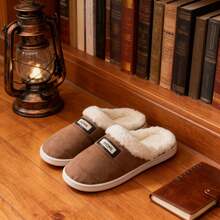 Pantuflas de invierno para mujeres, forradas de felpa, cálidas, pantuflas familiares que reducen el ruido, fáciles de usar y calzado interior cómodo Zapatillas Invierno Mujer Peludas Cálidas Antideslizantes - Caqui - Ver 4